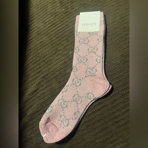 Gucci Pink and Gray Logo Socks